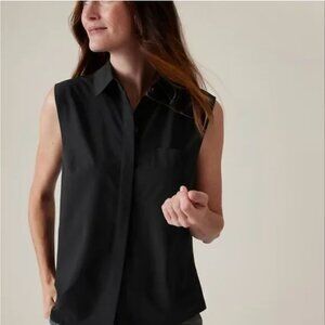 Athleta Everlasting Tank Button Front Shirt Sleeveless Black Medium Tall